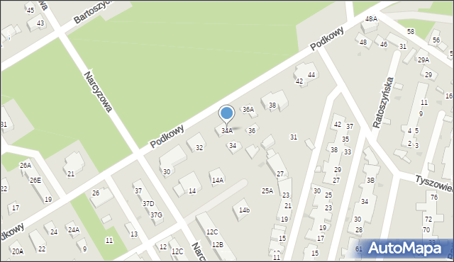 Warszawa, Podkowy, 34A, mapa Warszawy