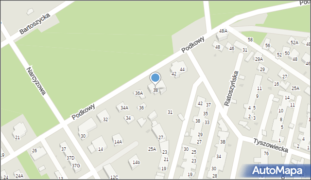 Warszawa, Podkowy, 38, mapa Warszawy