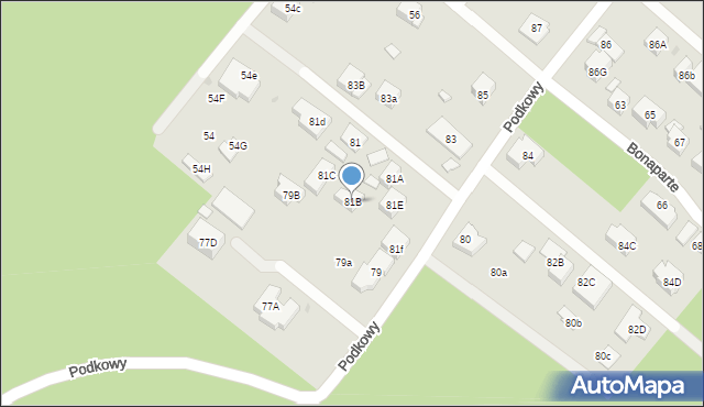 Warszawa, Podkowy, 81B, mapa Warszawy