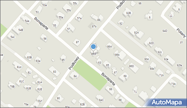Warszawa, Podkowy, 86G, mapa Warszawy