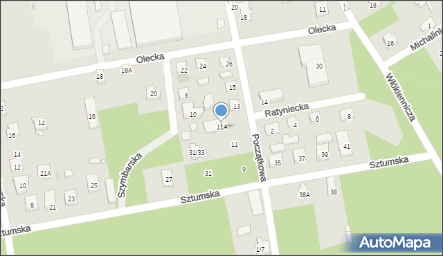 Warszawa, Początkowa, 11A, mapa Warszawy