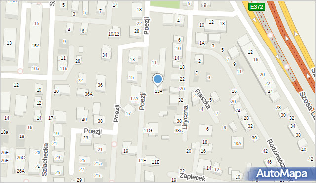 Warszawa, Poezji, 11H, mapa Warszawy