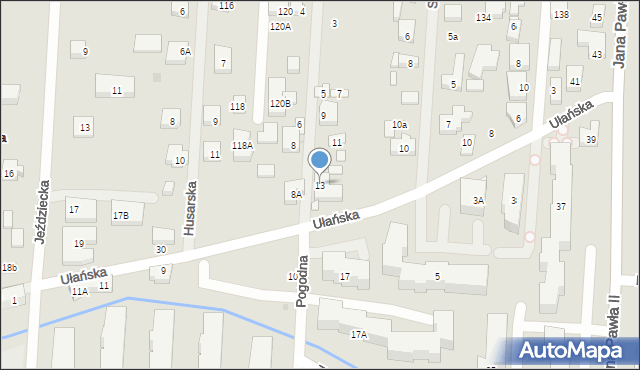 Warszawa, Pogodna, 13, mapa Warszawy