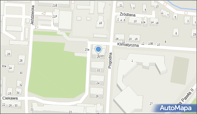 Warszawa, Pogodna, 20, mapa Warszawy
