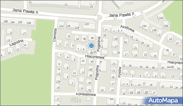 Warszawa, Pogodna, 42, mapa Warszawy