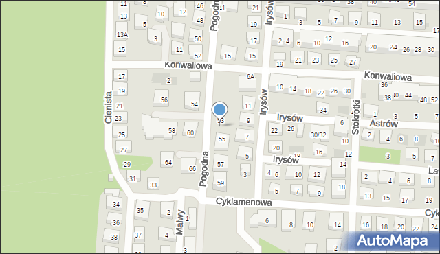 Warszawa, Pogodna, 53a, mapa Warszawy