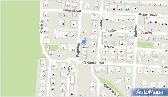 Warszawa, Pogodna, 57, mapa Warszawy