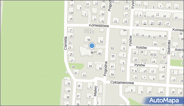 Warszawa, Pogodna, 58, mapa Warszawy