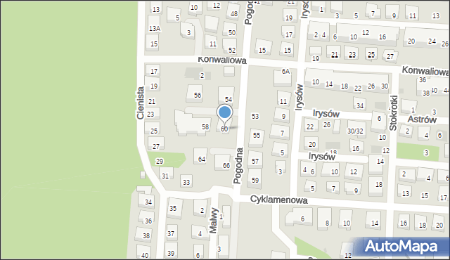 Warszawa, Pogodna, 60, mapa Warszawy