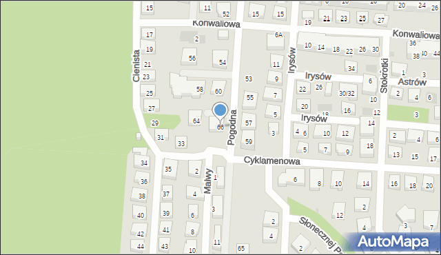 Warszawa, Pogodna, 66, mapa Warszawy