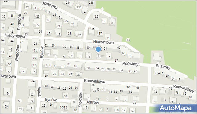 Warszawa, Poświaty, 13, mapa Warszawy