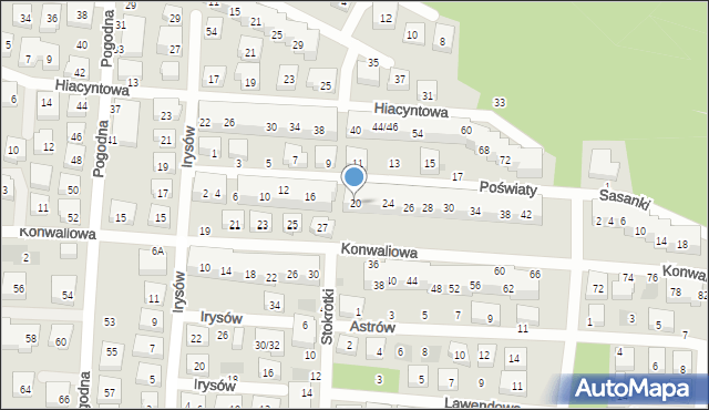 Warszawa, Poświaty, 20, mapa Warszawy