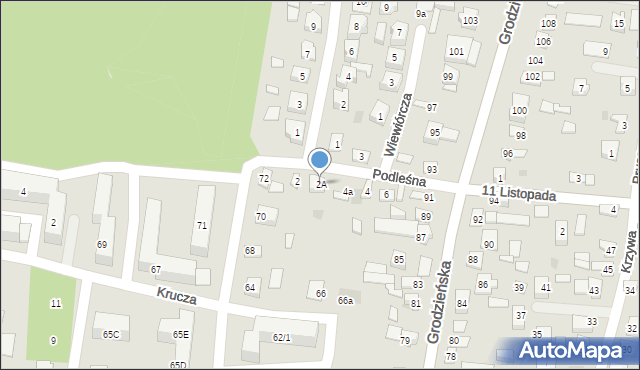 Wasilków, Podleśna, 2A, mapa Wasilków