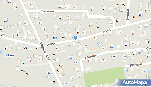 Wasilków, Polna, 31/1, mapa Wasilków