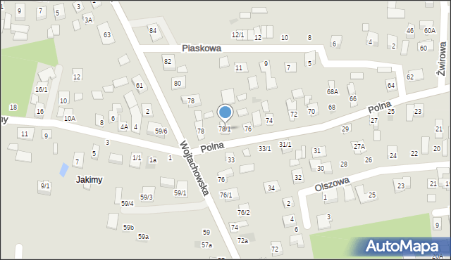 Wasilków, Polna, 78/1, mapa Wasilków