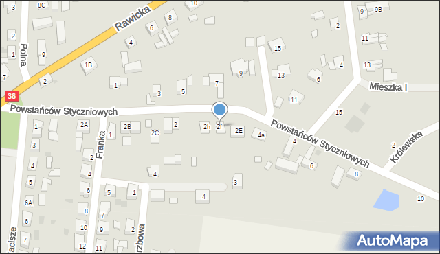 Wąsosz, Powstańców Styczniowych, 2f, mapa Wąsosz