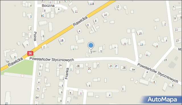 Wąsosz, Powstańców Styczniowych, 3, mapa Wąsosz