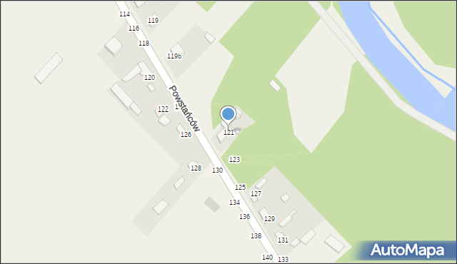 Wąsosz Górny, Powstańców, 121, mapa Wąsosz Górny