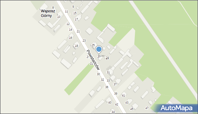 Wąsosz Górny, Powstańców, 27, mapa Wąsosz Górny
