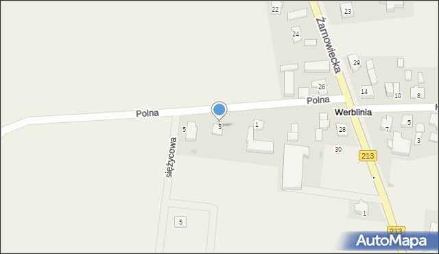 Werblinia, Polna, 3a, mapa Werblinia