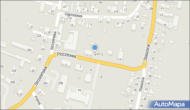 Wiązów, Pocztowa, 3, mapa Wiązów