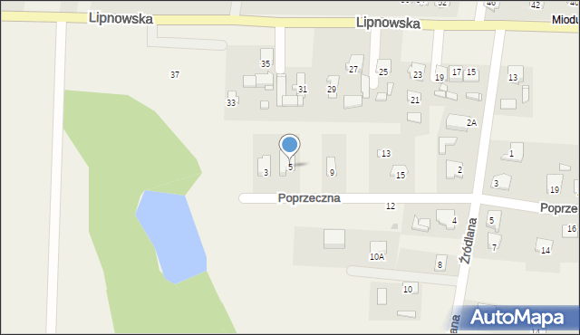 Wielgie, Poprzeczna, 5, mapa Wielgie