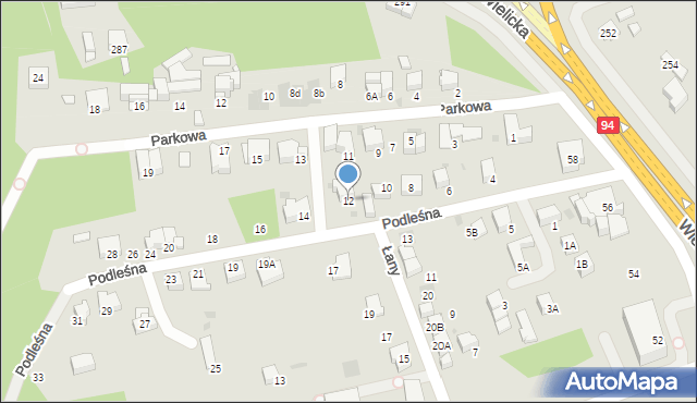Wieliczka, Podleśna, 12, mapa Wieliczka