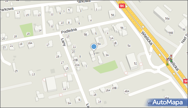 Wieliczka, Podleśna, 3, mapa Wieliczka