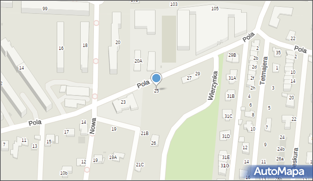 Wieliczka, Pola Wincentego, 25, mapa Wieliczka