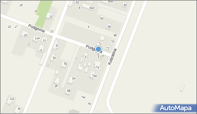 Wieliszew, Podgórna, 1, mapa Wieliszew