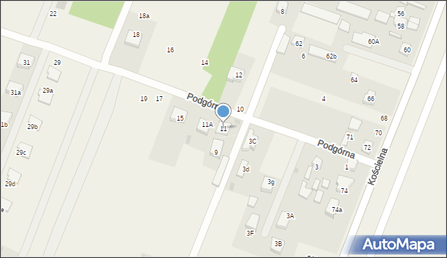 Wieliszew, Podgórna, 11, mapa Wieliszew