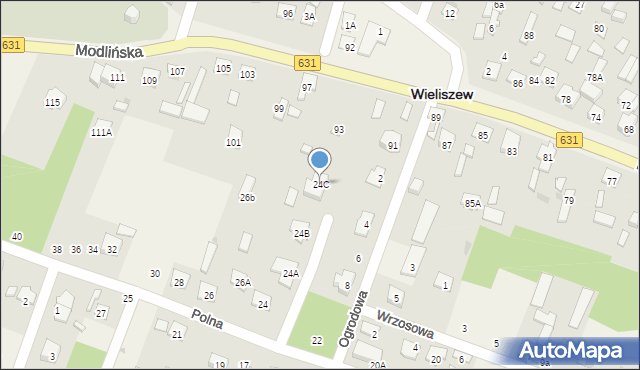 Wieliszew, Polna, 24C, mapa Wieliszew