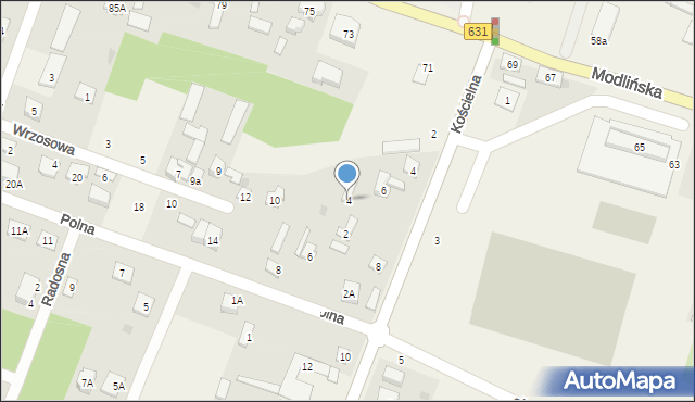 Wieliszew, Polna, 4, mapa Wieliszew