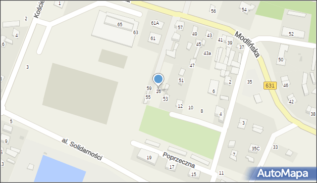 Wieliszew, Poprzeczna, 16, mapa Wieliszew