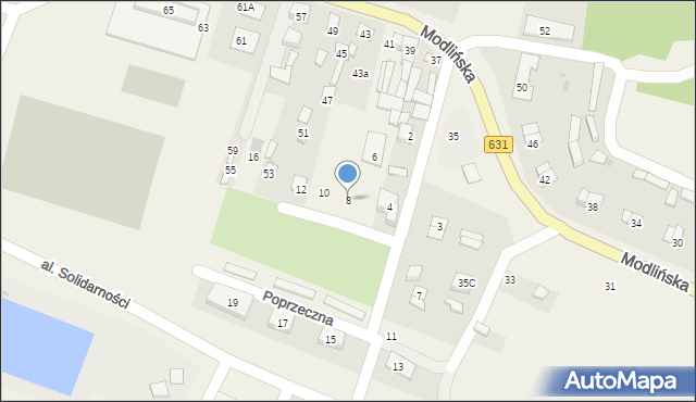 Wieliszew, Poprzeczna, 8, mapa Wieliszew