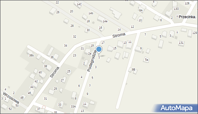 Wielka Wieś, Podegrodzie, 1, mapa Wielka Wieś