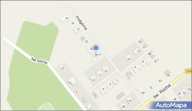 Wielka Wieś, Podgórna, 25, mapa Wielka Wieś