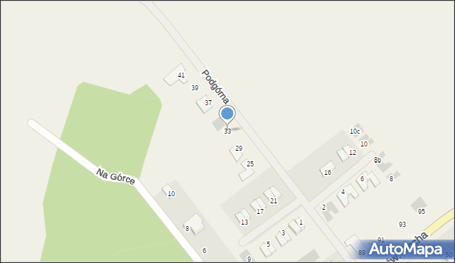 Wielka Wieś, Podgórna, 33, mapa Wielka Wieś