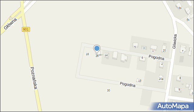 Wielowieś, Pogodna, 16, mapa Wielowieś