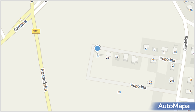 Wielowieś, Pogodna, 18, mapa Wielowieś