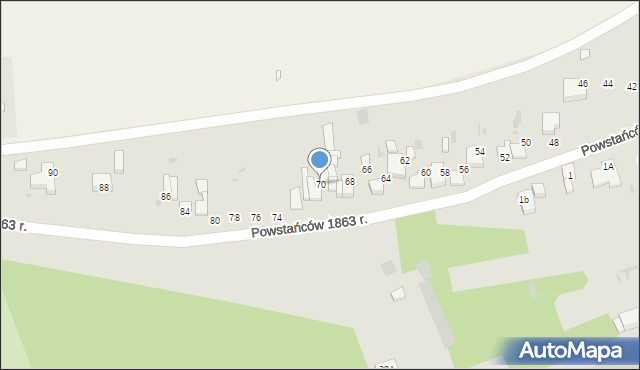 Wieluń, Powstańców 1863 r., 70, mapa Wieluń