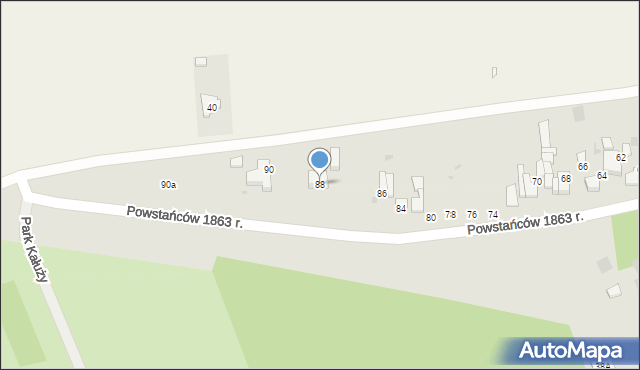 Wieluń, Powstańców 1863 r., 88, mapa Wieluń