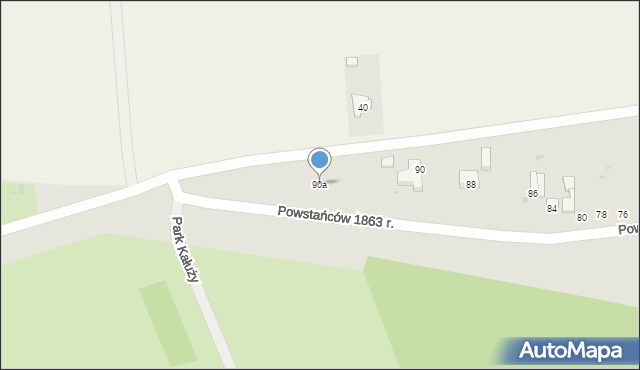 Wieluń, Powstańców 1863 r., 90a, mapa Wieluń