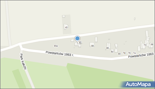 Wieluń, Powstańców 1863 r., 92, mapa Wieluń