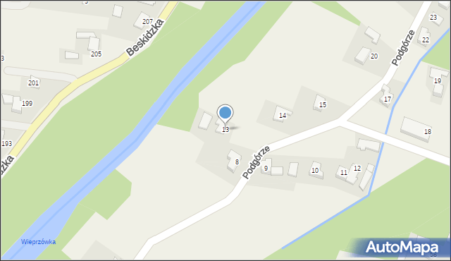 Wieprz, Podgórze, 13, mapa Wieprz