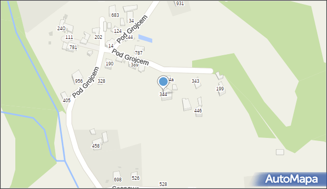 Wieprz, Pod Grojcem, 344, mapa Wieprz