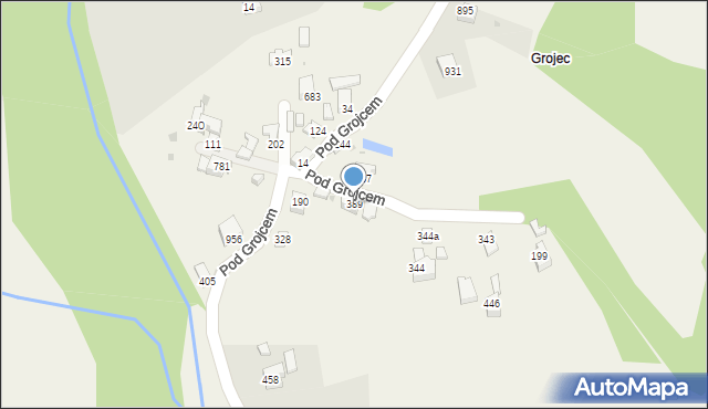 Wieprz, Pod Grojcem, 389, mapa Wieprz