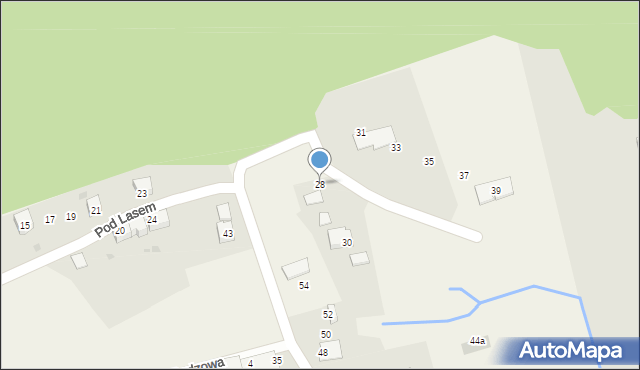 Wilamowice, Pod Lasem, 28, mapa Wilamowice