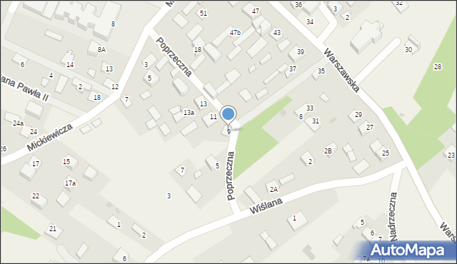 Wilga, Poprzeczna, 9, mapa Wilga