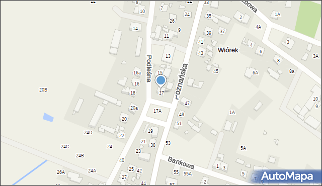 Wiórek, Podleśna, 17, mapa Wiórek